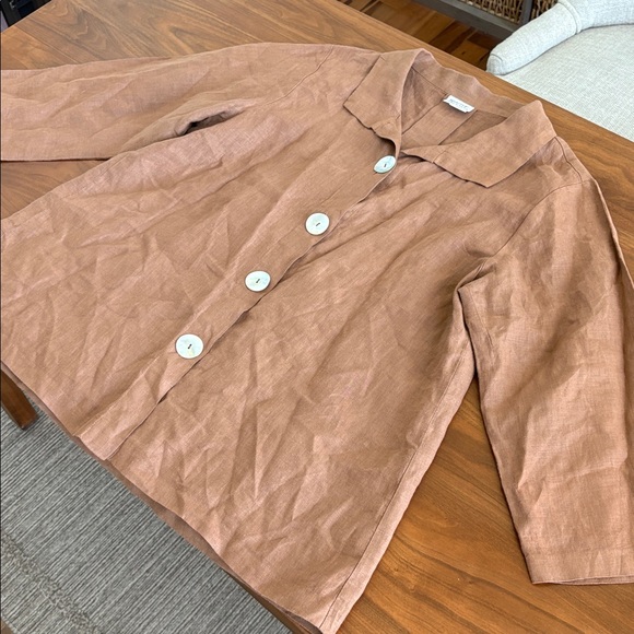 Habitat Linen Jacket Tunic Button Down Top Lagenlook Size Large - Picture 6 of 11